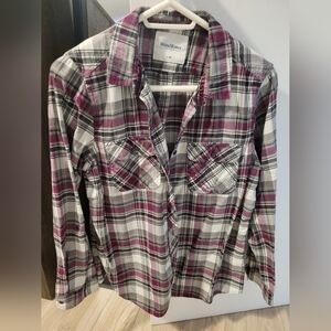 WindRiver Women's Plaid Blouse - Pink and Gray